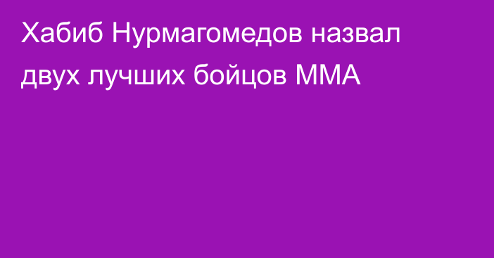 Хабиб Нурмагомедов назвал двух лучших бойцов ММА