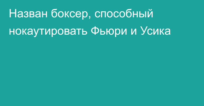 Назван боксер, способный нокаутировать Фьюри и Усика