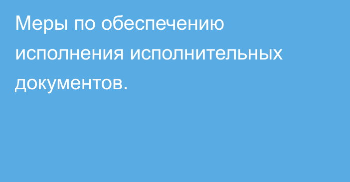 Меры по обеспечению исполнения исполнительных документов.