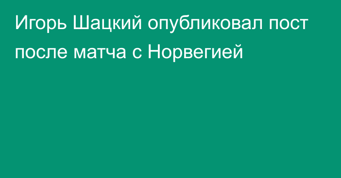 Игорь Шацкий опубликовал пост после матча с Норвегией