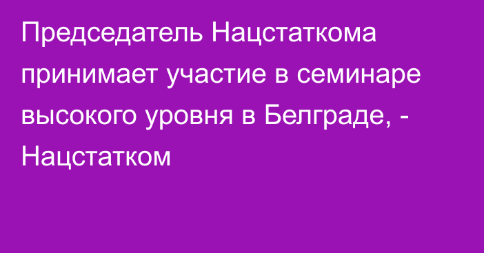 Председатель Нацстаткома принимает участие в семинаре высокого уровня в Белграде, - Нацстатком