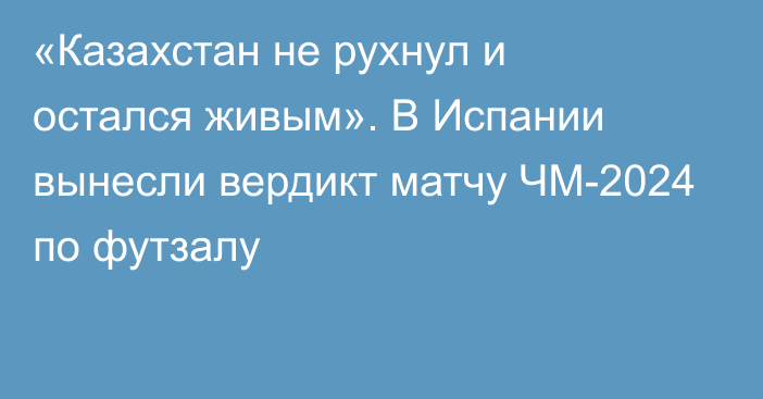 «Казахстан не рухнул и остался живым». В Испании вынесли вердикт матчу ЧМ-2024 по футзалу