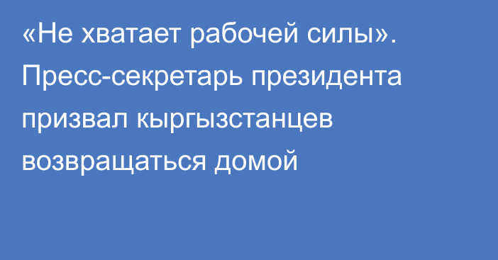 «Не хватает рабочей силы». Пресс-секретарь президента призвал кыргызстанцев возвращаться домой