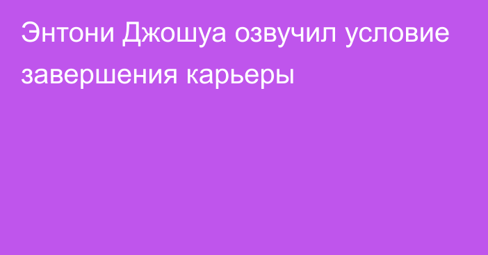 Энтони Джошуа озвучил условие завершения карьеры