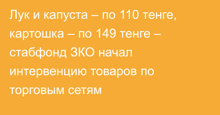 Лук и капуста – по 110 тенге, картошка – по 149 тенге – стабфонд ЗКО начал интервенцию товаров по торговым сетям