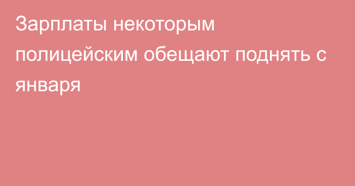 Зарплаты некоторым полицейским обещают поднять с января