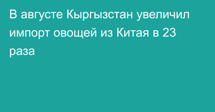 В августе Кыргызстан увеличил импорт овощей из Китая в 23 раза