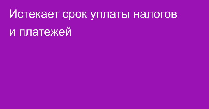 Истекает срок уплаты налогов и платежей