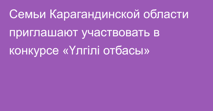 Семьи Карагандинской области приглашают участвовать в конкурсе «Үлгілі отбасы»