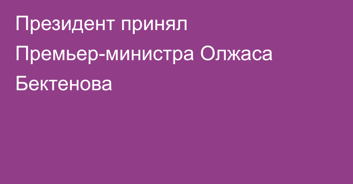 Президент принял Премьер-министра Олжаса Бектенова