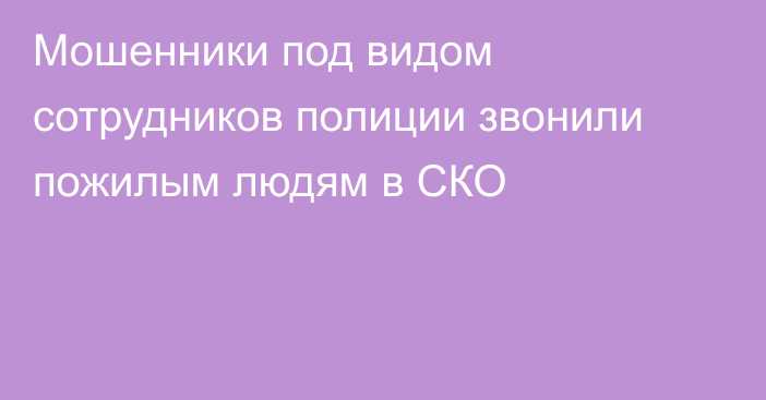 Мошенники под видом сотрудников полиции звонили пожилым людям в СКО