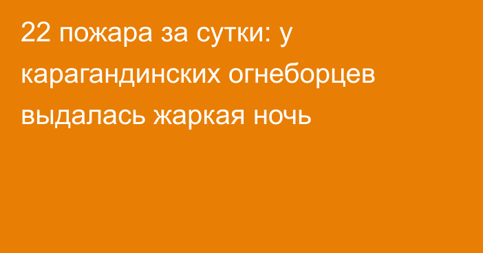 22 пожара за сутки: у карагандинских огнеборцев выдалась жаркая ночь