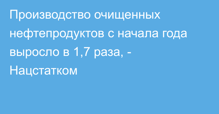 Производство очищенных нефтепродуктов с начала года выросло в 1,7 раза, - Нацстатком