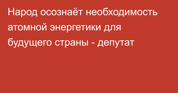 Народ осознаёт необходимость атомной энергетики для будущего страны - депутат