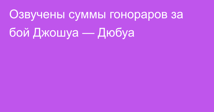 Озвучены суммы гонораров за бой Джошуа — Дюбуа