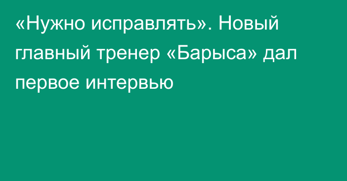 «Нужно исправлять». Новый главный тренер «Барыса» дал первое интервью