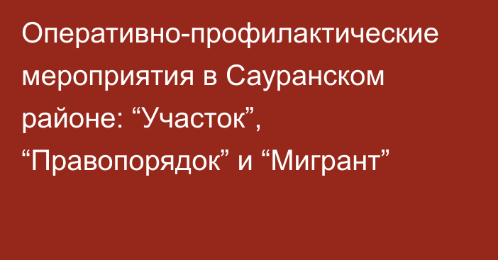 Оперативно-профилактические мероприятия в Сауранском районе: “Участок”, “Правопорядок” и “Мигрант”