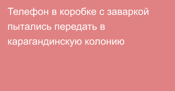 Телефон в коробке с заваркой пытались передать в карагандинскую колонию