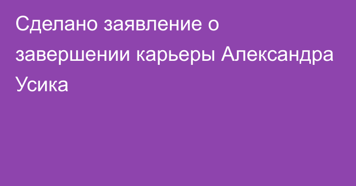 Сделано заявление о завершении карьеры Александра Усика