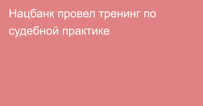 Нацбанк провел тренинг по судебной практике