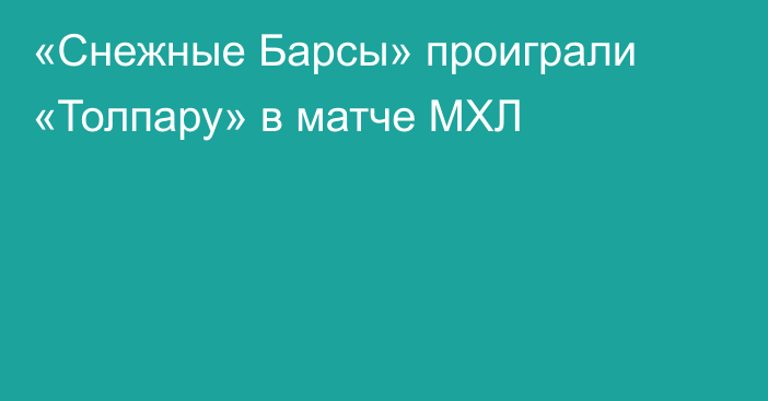 «Снежные Барсы» проиграли «Толпару» в матче МХЛ