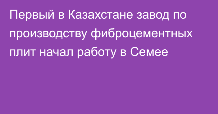 Первый в Казахстане завод по производству фиброцементных плит начал работу в Семее