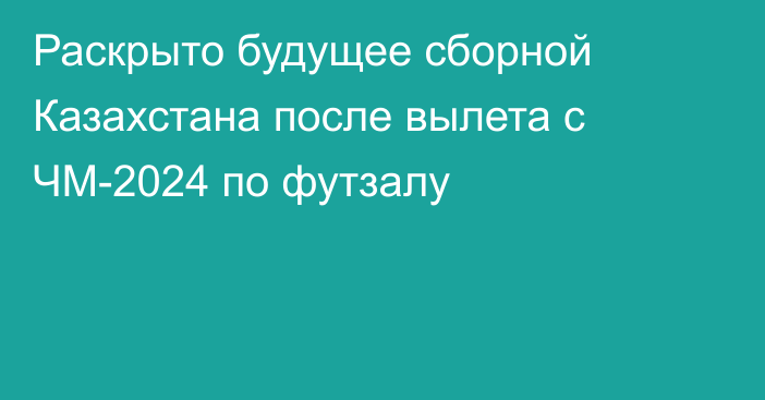 Раскрыто будущее сборной Казахстана после вылета с ЧМ-2024 по футзалу