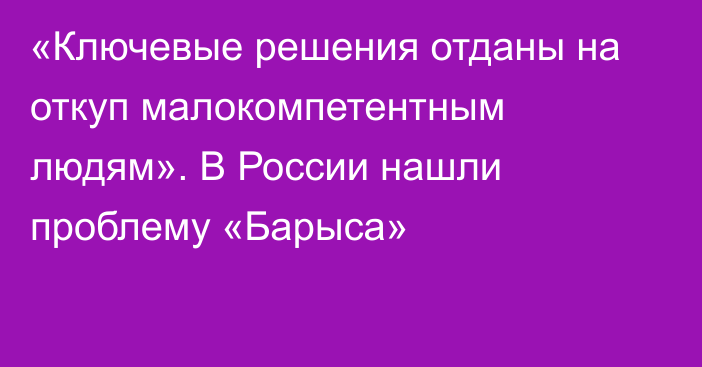 «Ключевые решения отданы на откуп малокомпетентным людям». В России нашли проблему «Барыса»