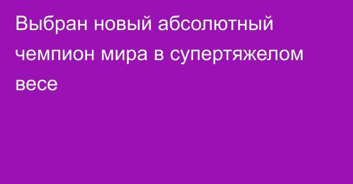 Выбран новый абсолютный чемпион мира в супертяжелом весе