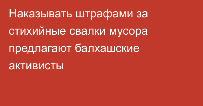 Наказывать штрафами за стихийные свалки мусора предлагают балхашские активисты