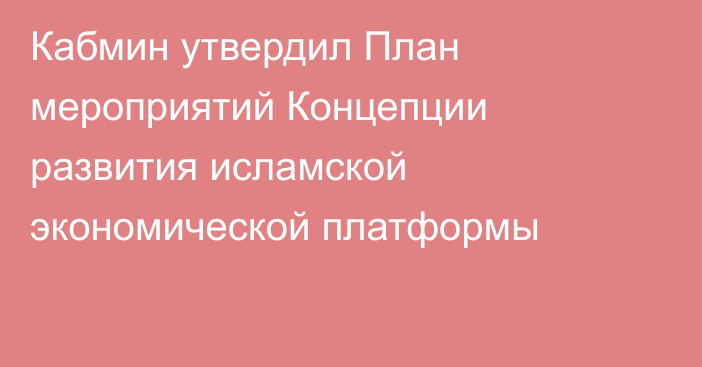 Кабмин утвердил План мероприятий Концепции развития исламской экономической платформы