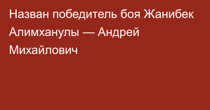 Назван победитель боя Жанибек Алимханулы — Андрей Михайлович