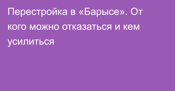 Перестройка в «Барысе». От кого можно отказаться и кем усилиться