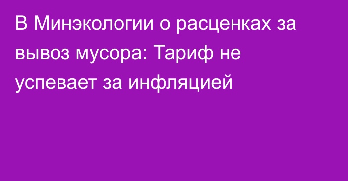 В Минэкологии о расценках за вывоз мусора: Тариф не успевает за инфляцией