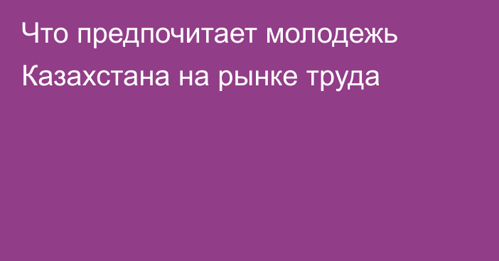 Что предпочитает молодежь Казахстана на рынке труда