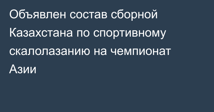 Объявлен состав сборной Казахстана по спортивному скалолазанию на чемпионат Азии