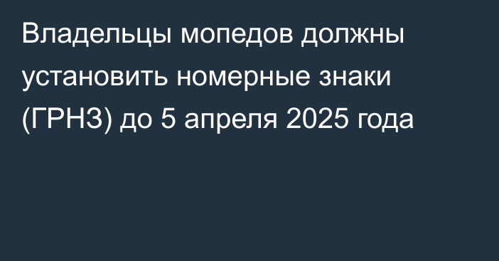 Владельцы мопедов должны установить номерные знаки (ГРНЗ) до 5 апреля 2025 года