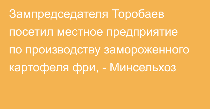 Зампредседателя Торобаев посетил местное предприятие по производству замороженного картофеля фри, - Минсельхоз