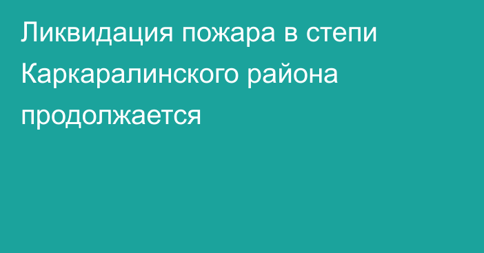 Ликвидация пожара в степи Каркаралинского района продолжается