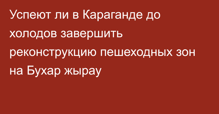 Успеют ли в Караганде до холодов завершить реконструкцию пешеходных зон на Бухар жырау