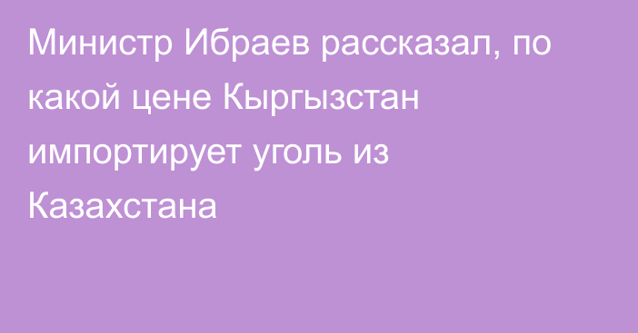 Министр Ибраев рассказал, по какой цене Кыргызстан импортирует уголь из Казахстана