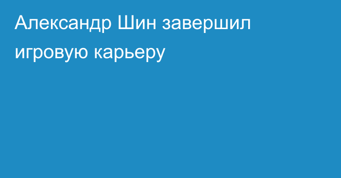 Александр Шин завершил игровую карьеру