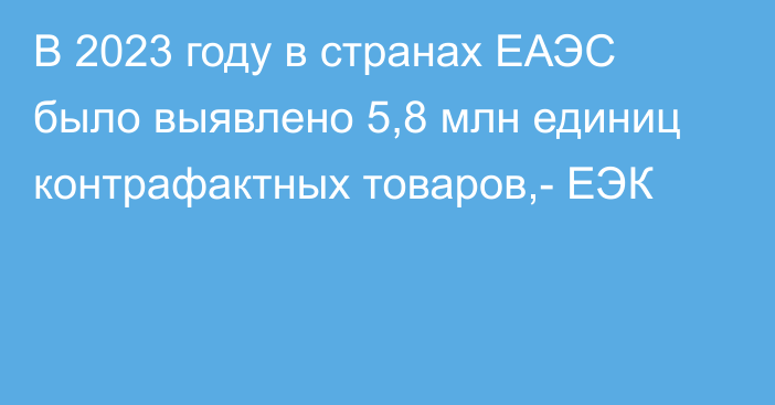 В 2023 году в странах ЕАЭС было выявлено 5,8 млн единиц контрафактных товаров,- ЕЭК