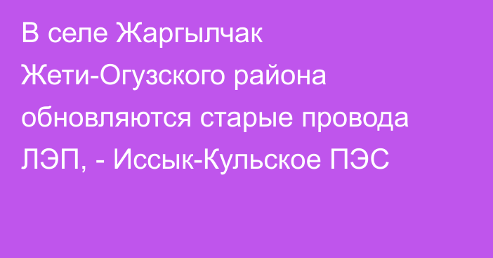 В селе Жаргылчак Жети-Огузского района обновляются старые провода ЛЭП, -  Иссык-Кульское ПЭС