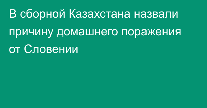 В сборной Казахстана назвали причину домашнего поражения от Словении