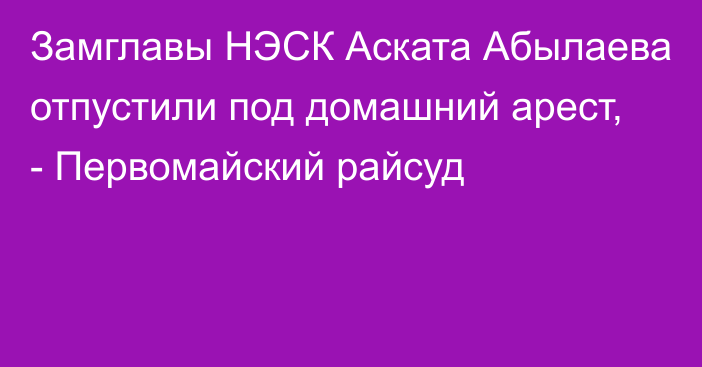 Замглавы НЭСК Аската Абылаева отпустили под домашний арест, - Первомайский райсуд