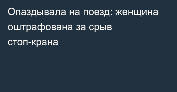 Опаздывала на поезд: женщина оштрафована за срыв стоп-крана