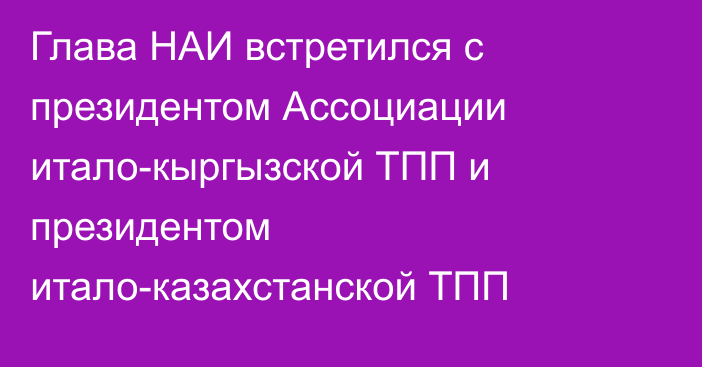 Глава НАИ встретился с президентом Ассоциации итало-кыргызской ТПП и президентом итало-казахстанской ТПП