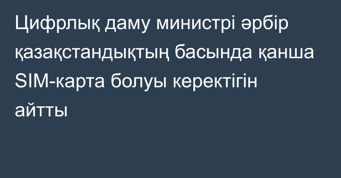 Цифрлық даму министрі әрбір қазақстандықтың басында қанша SIM-карта болуы керектігін айтты