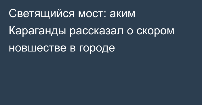 Светящийся мост: аким Караганды рассказал о скором новшестве в городе